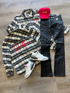 Bleeker and Mercer- Wax Denim Cargo STACKED FIT D605 - Black