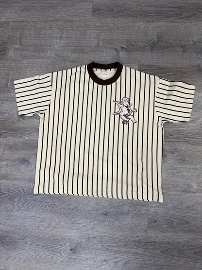 StyleGods Stipe Jersey T Shirt  Tan\Brown