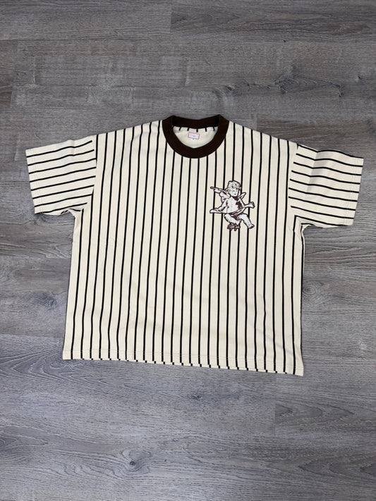 StyleGods Stripe Jersey T Shirt  Tan\Brown