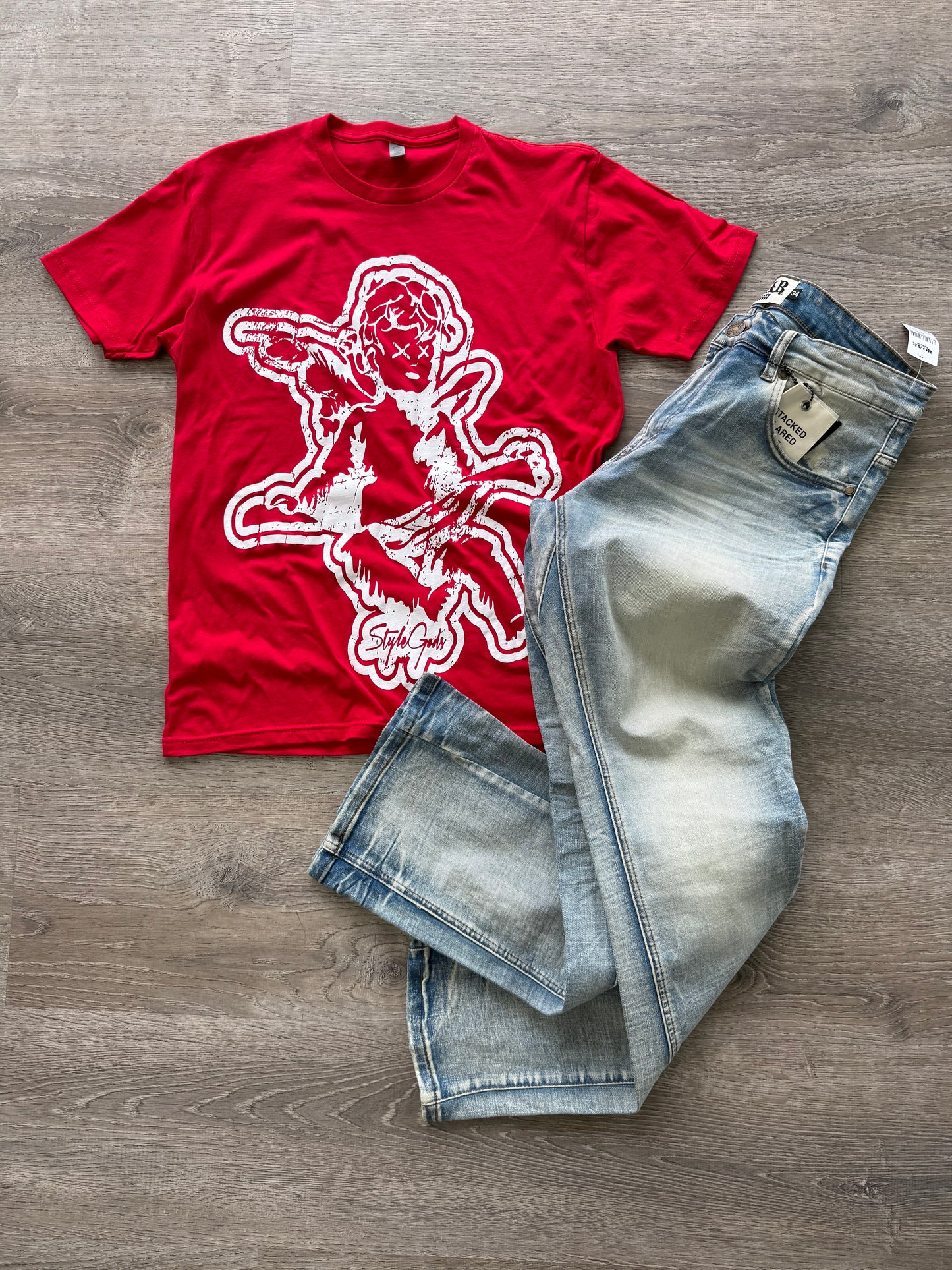 StyleGods Jumbo Angel T Shirt Red\White