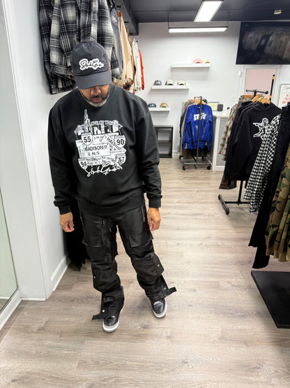 StyleGods City Crewneck SweatShirt - Black