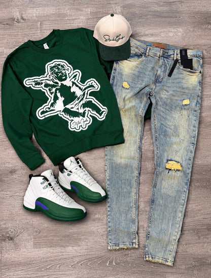 StyleGods Jumbo Angel Crewneck Green