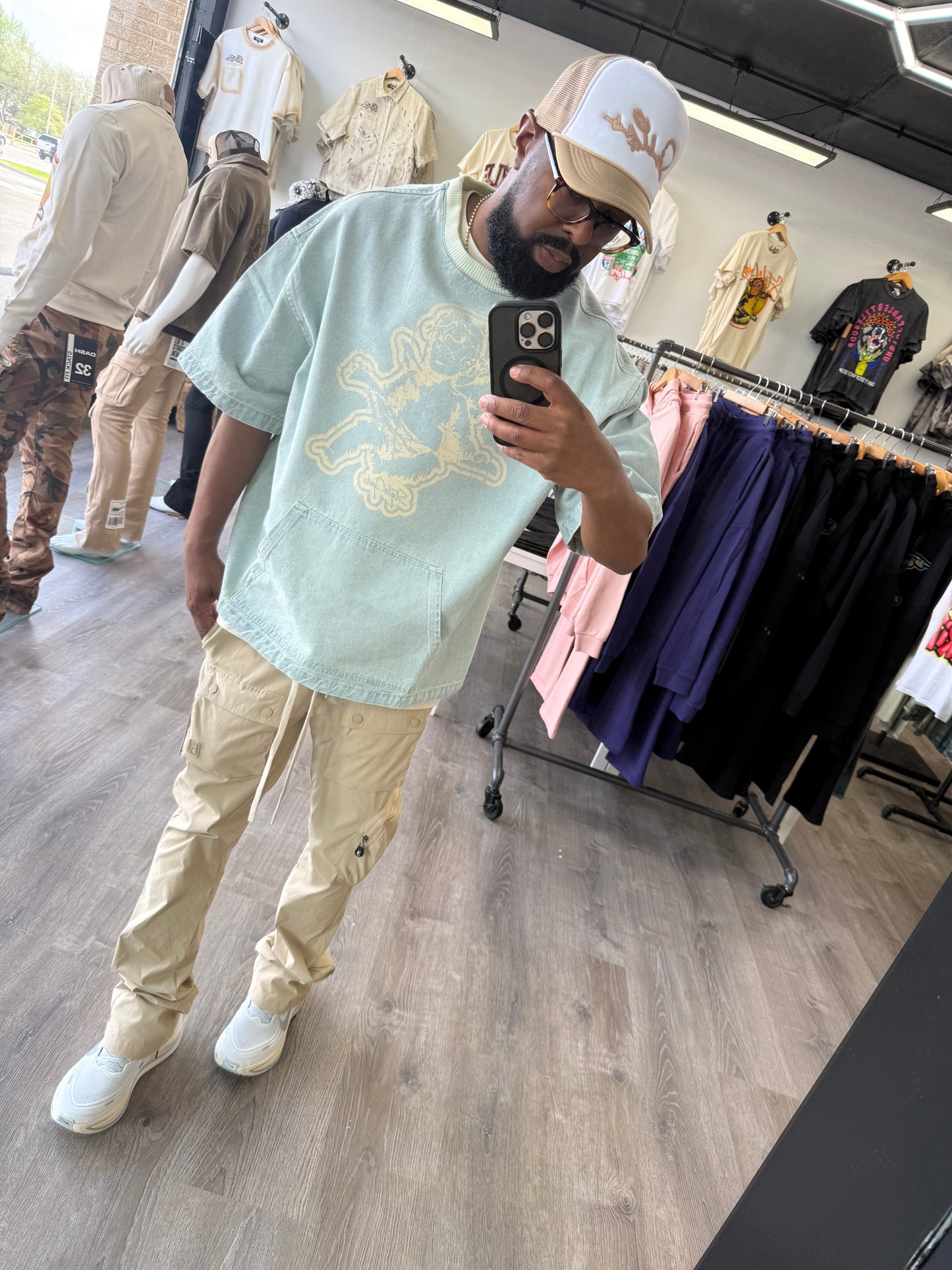 StyleGods Denim Crop Signature Script - Denim\Beige