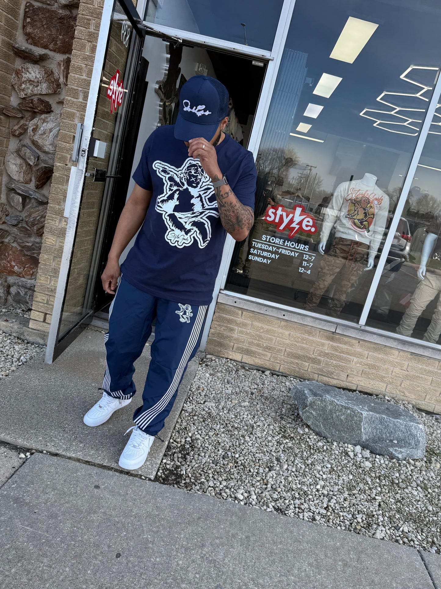 StyleGods Angel Nylon Joggers-Navy