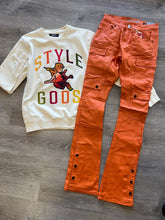 Bleeker and Mercer- Wax Denim Cargo STACKED FIT D605 - Burnt Orangeh