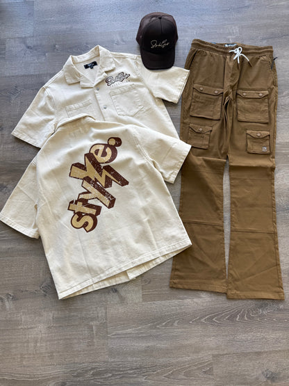 Makobi NYLON Stacked Cargo- Mocha
