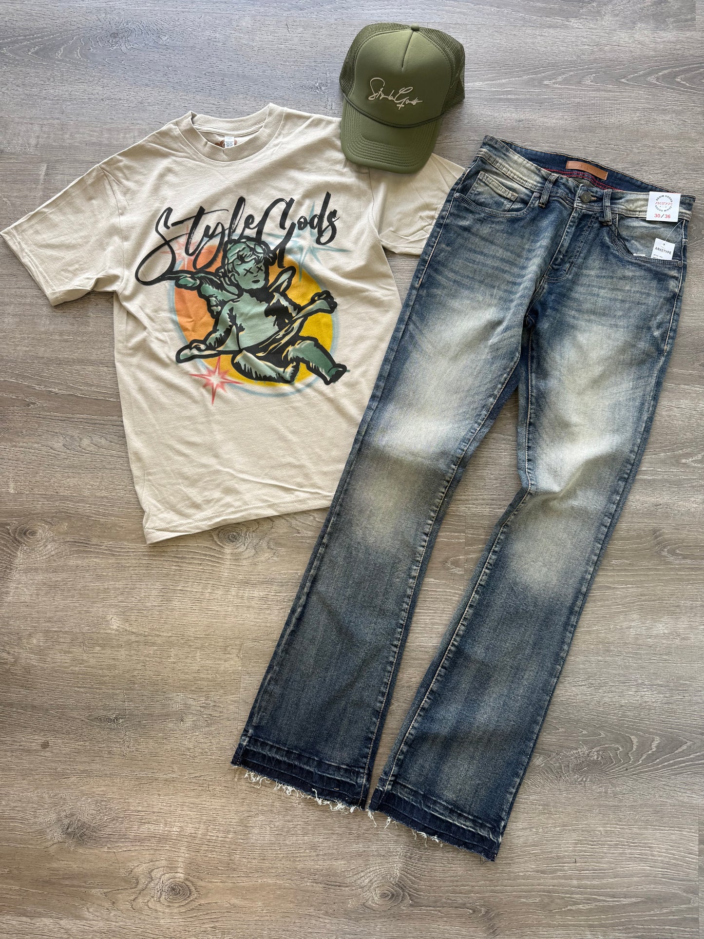 StyleGods Air Brush Angel T Shirt - Vintage Tan