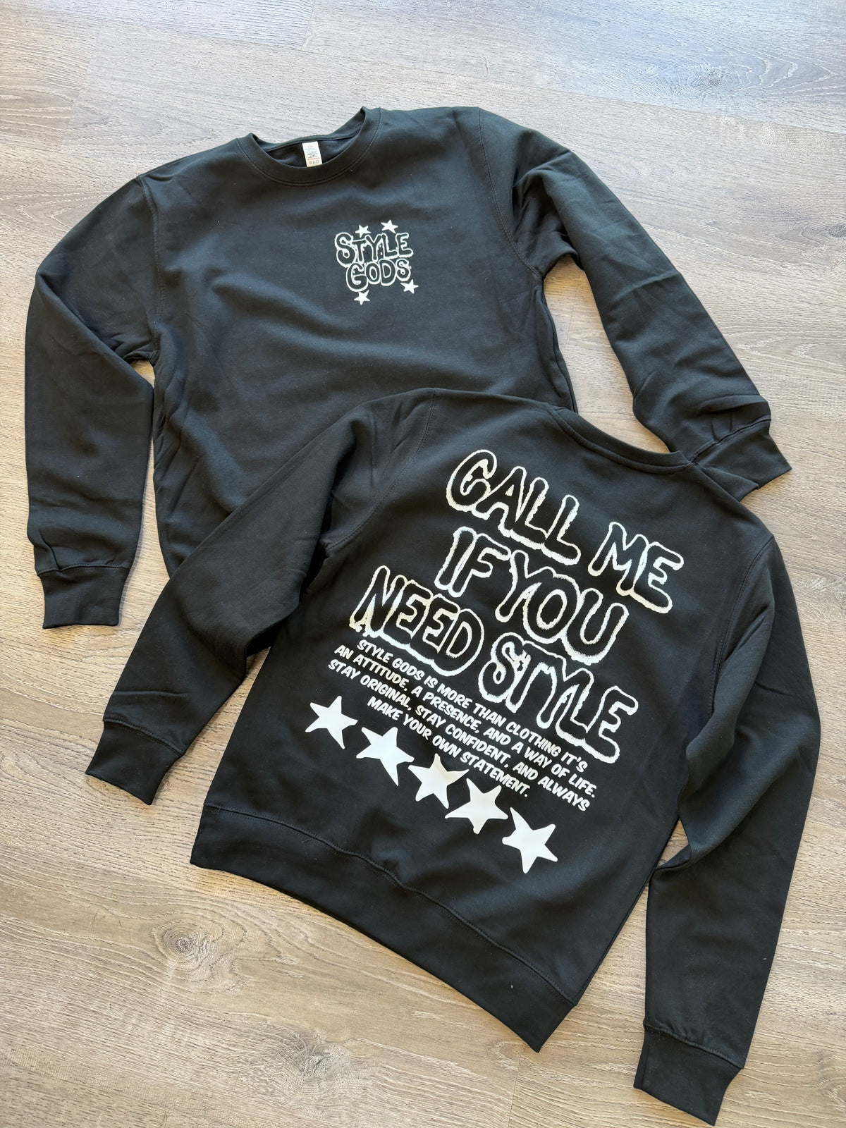 StyleGods Call Me Crewneck - Black\White