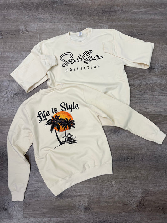 StyleGods Life Is Style Crewneck Cream
