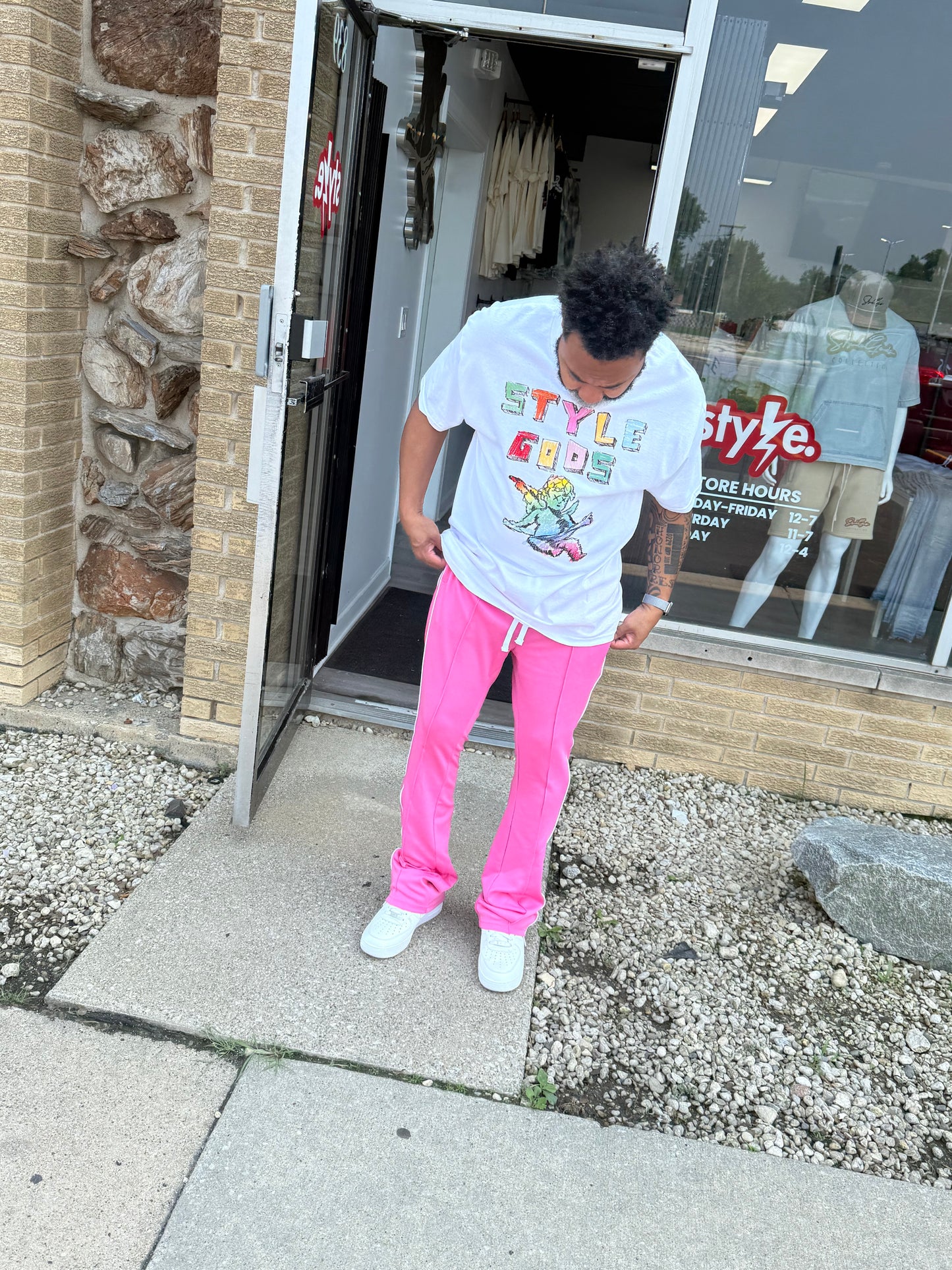 Rebel Minds STACKED Track Pants- Pink