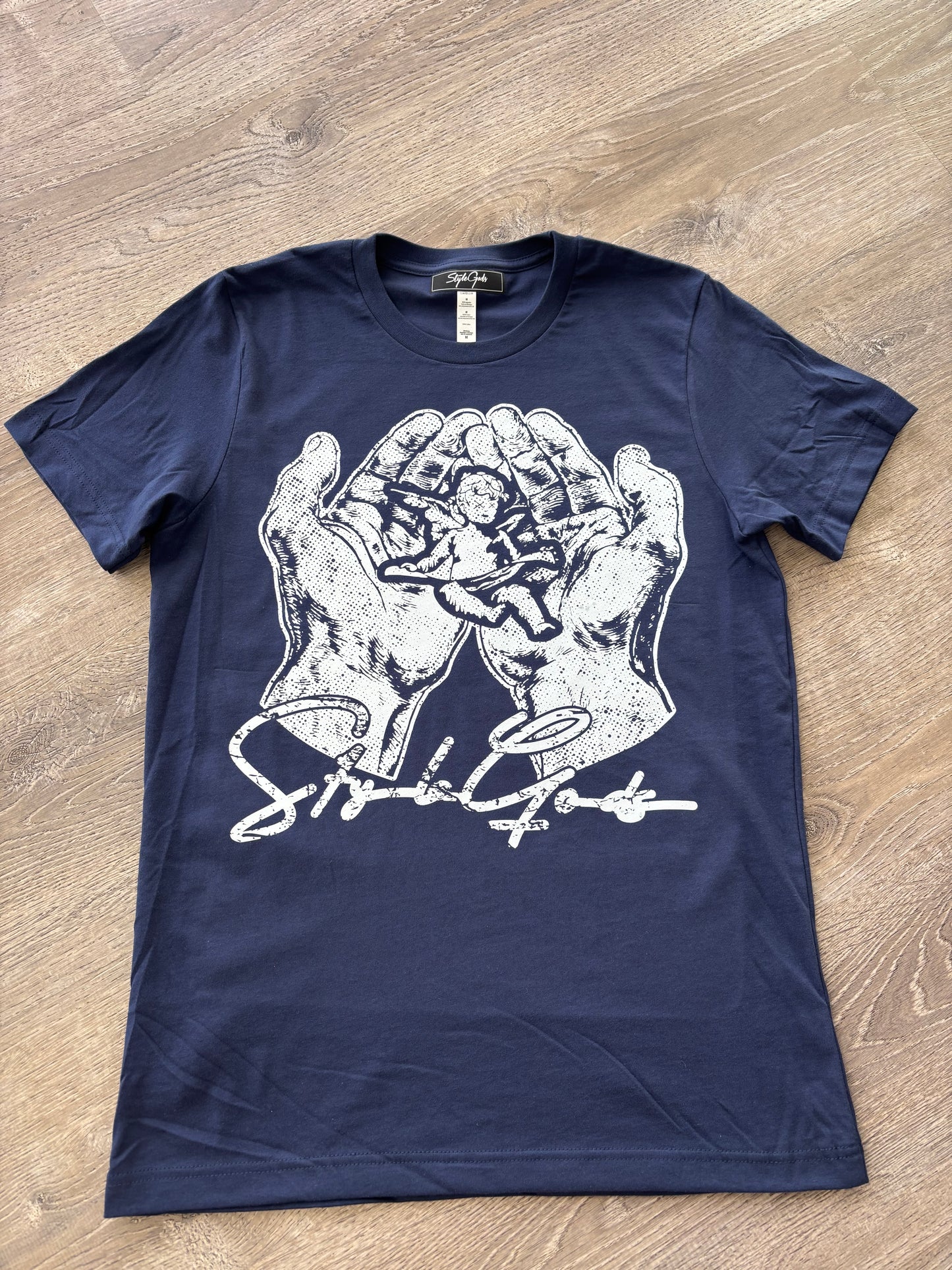 StyleGods  Praying Hands T-Shirt - Navy