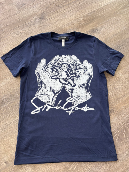 StyleGods  Praying Hands T-Shirt - Navy