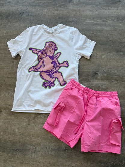 StyleGods Jumbo Angel T Shirt White\Pink\ Purple
