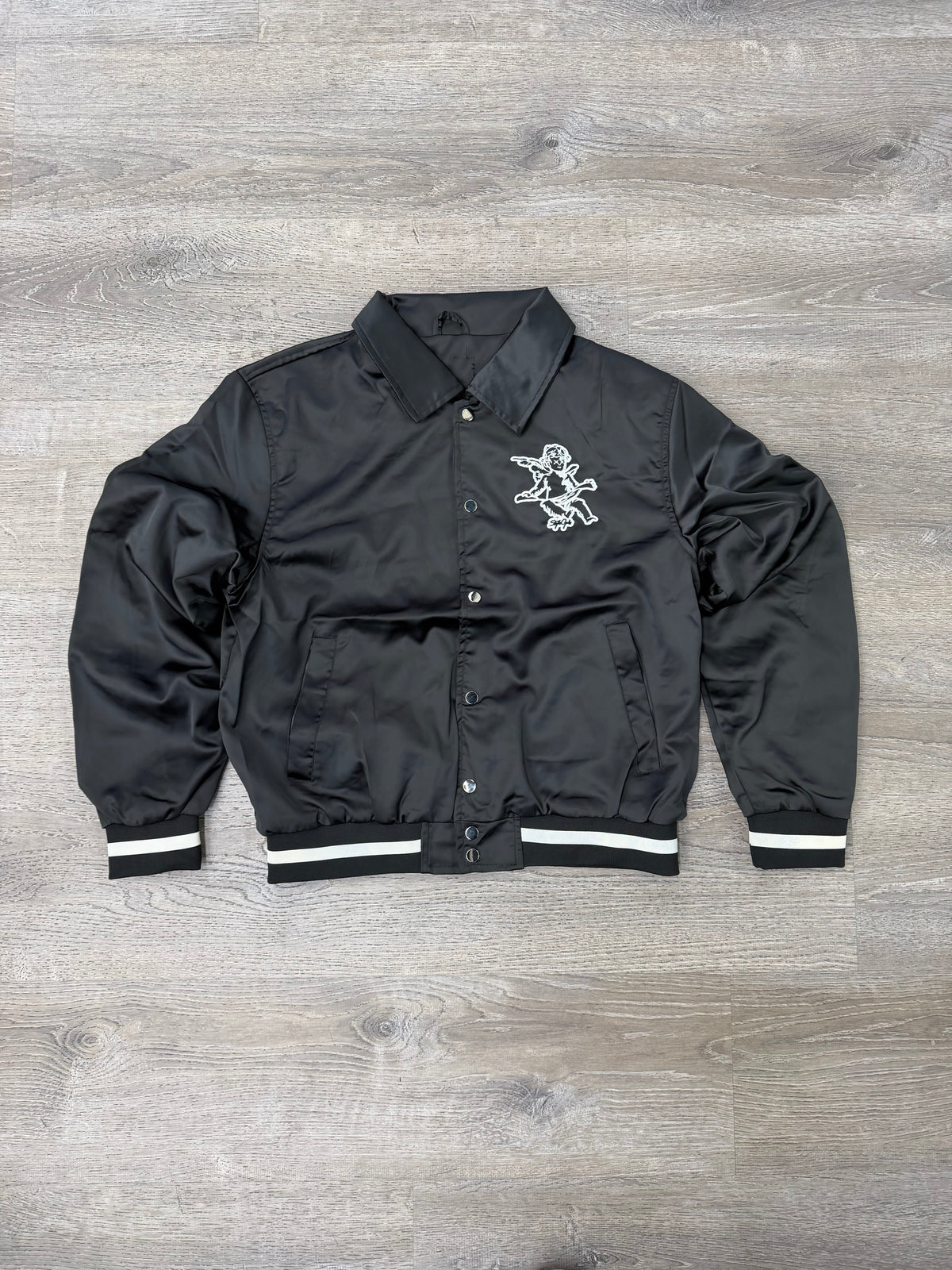 StyleGods Satin Angel Jacket - Black\White