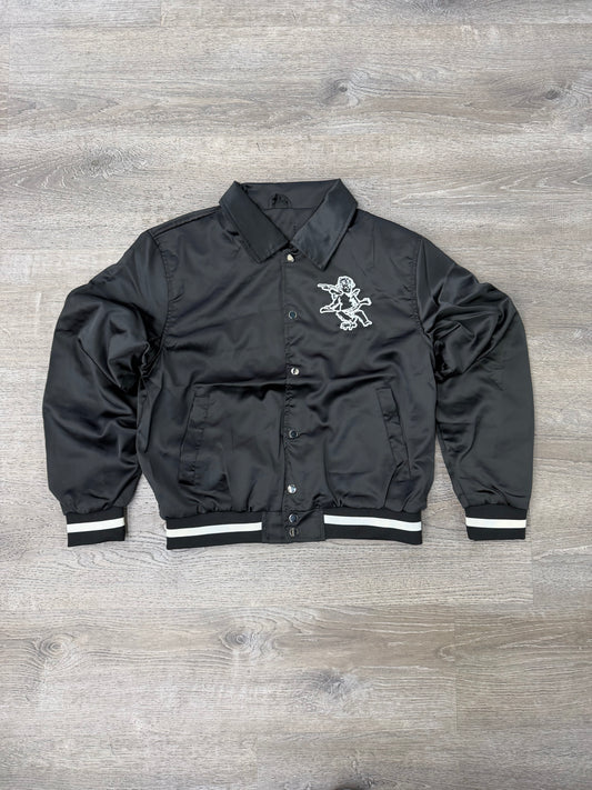 StyleGods Satin Angel Jacket - Black\White