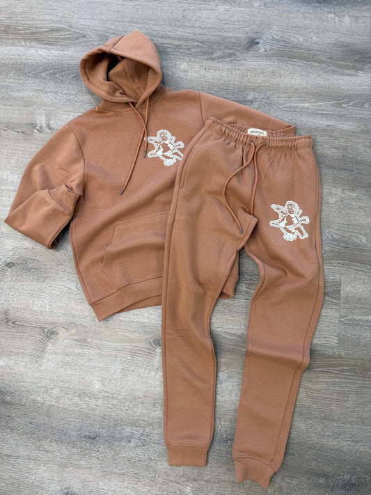 StyleGods Pullover Jogging Suit Brown