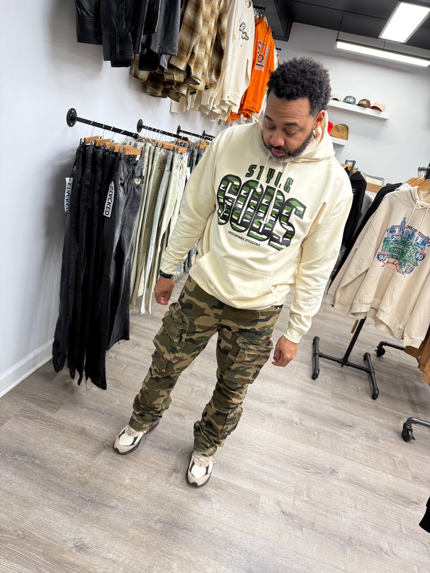 StyleGods Camo Style Hoodie SweatShirt - Tan\Multi