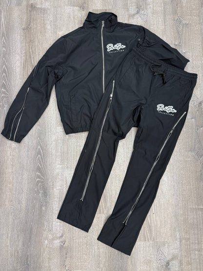 StyleGods Zip up Stacked Nylon tracksuit - Black