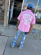 StyleGods Crop Zip up Shirt - Pink\White