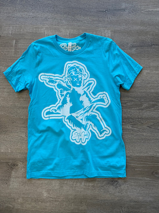 StyleGods Jumbo Angel T Shirt Teal\White