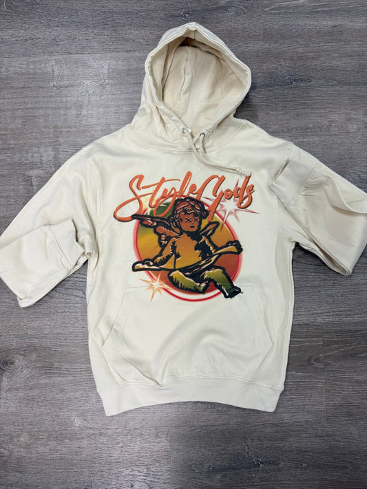 StyleGods Air Brush Style Hoodie SweatShirt - Tan\Multi