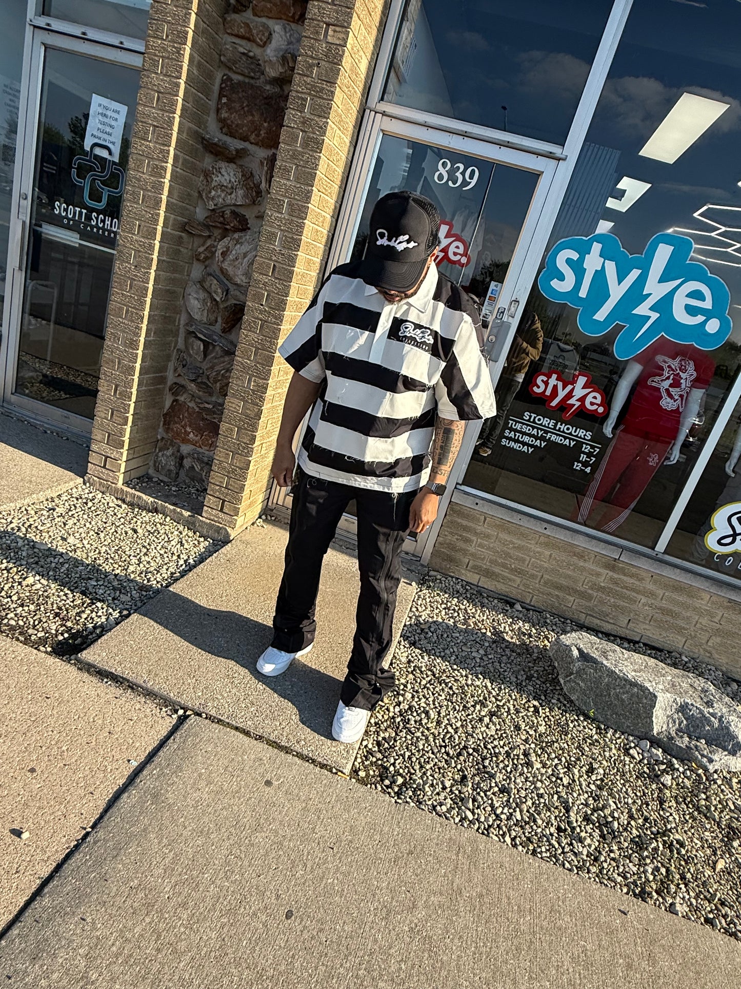 StyleGods Crop Polo -  Black\Off White