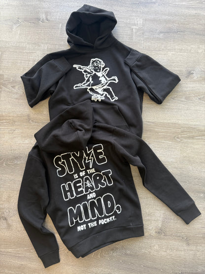 StyleGods Angel Hooded SweatShirt - Black\White