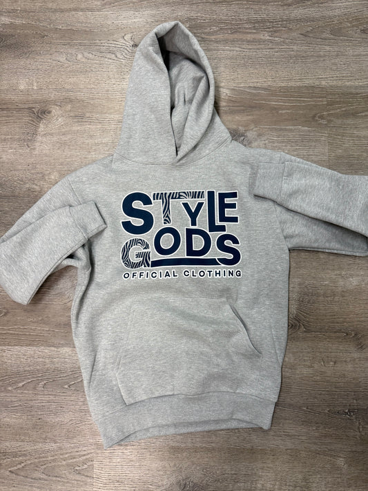 StyleGods Script Hoodie SweatShirt - Grey\Navy
