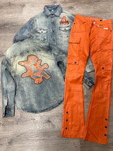 StyleGods Angel Denim Shirt - Lt. Tint/Burnt Orange/Brown