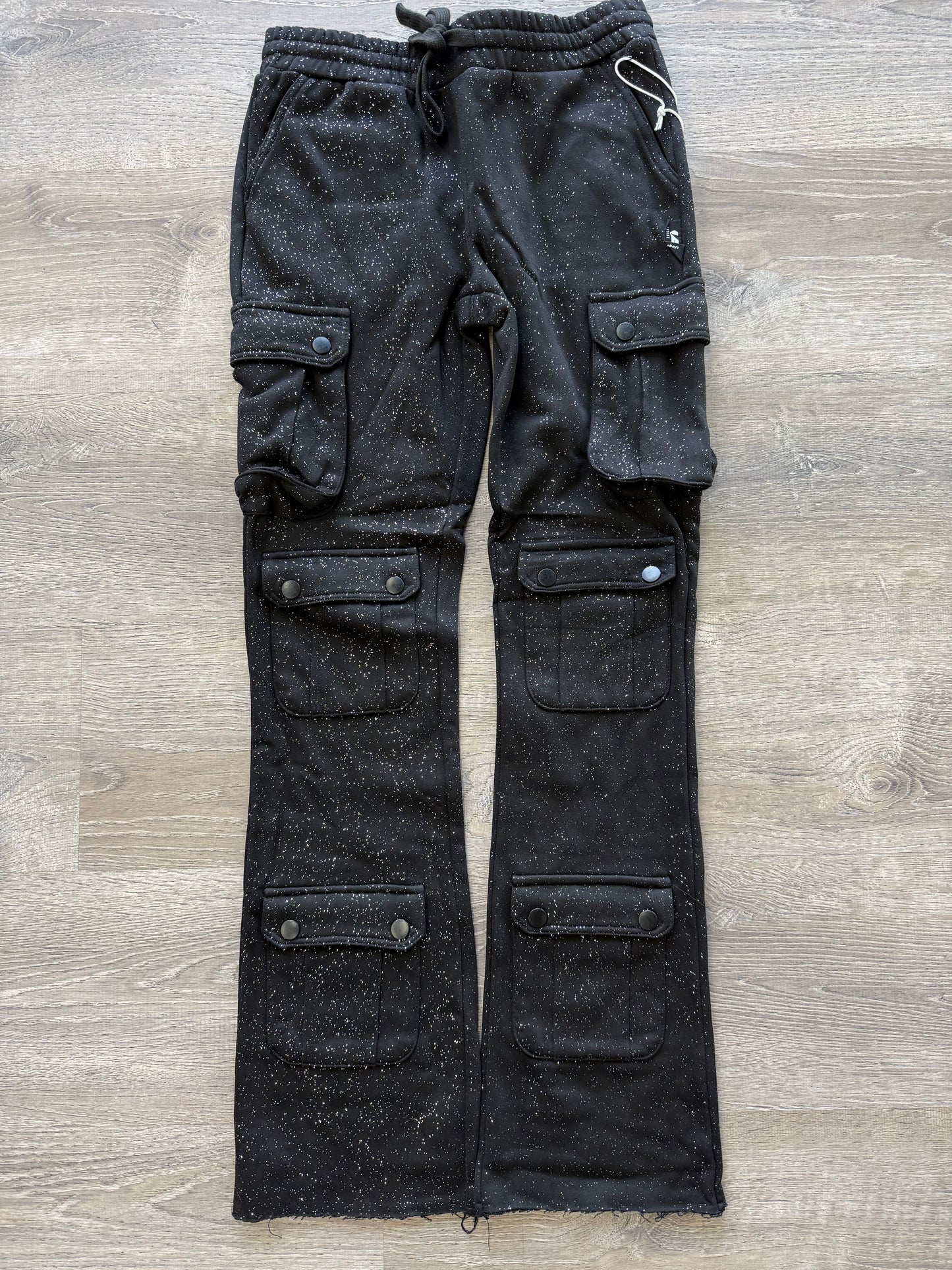 Voyage Studio Rhinestone Stacked Joggers- Black