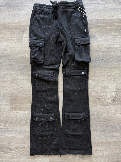 Voyage Studio Rhinestone Stacked Joggers- Black