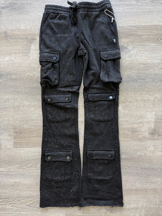 Voyage Studio Rhinestone Stacked Joggers- Black