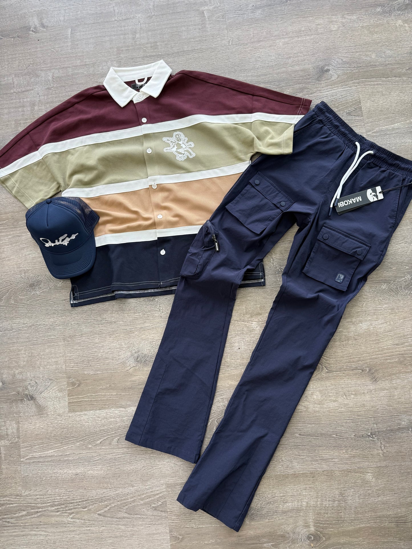 StyleGods Crop Button up-  Maroon Multi