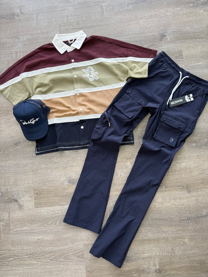 StyleGods Crop Button up-  Maroon Multi