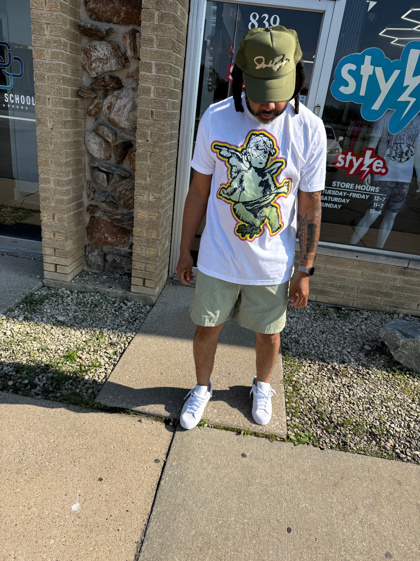 StyleGods Jumbo Angel T Shirt White\Olive\Yellow\Pink