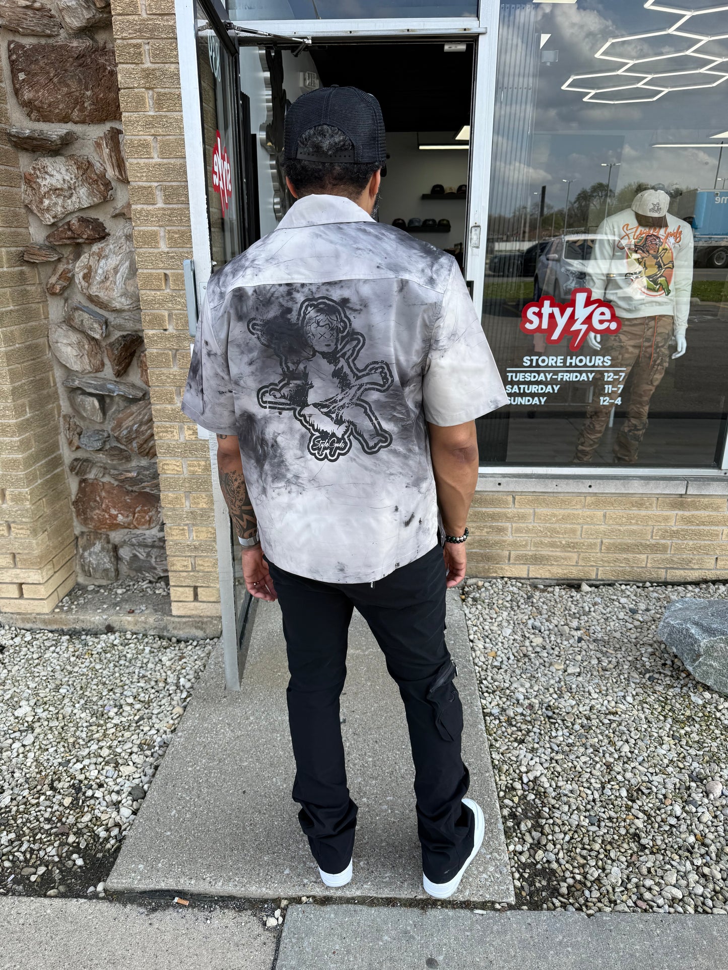 StyleGods Crop Zip Polo - Smoke Black\Multi