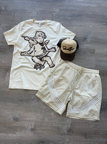 StyleGods Jumbo Angel T Shirt Tan\Brown