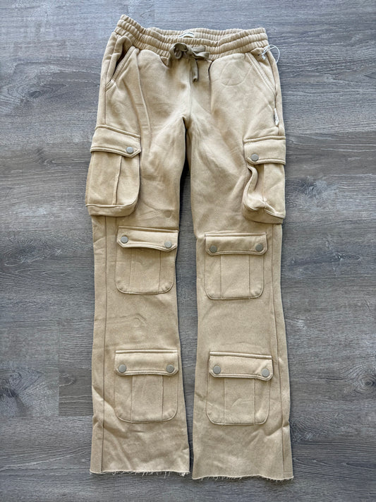 Voyage Studio Rhinestone Stacked Joggers- Khaki