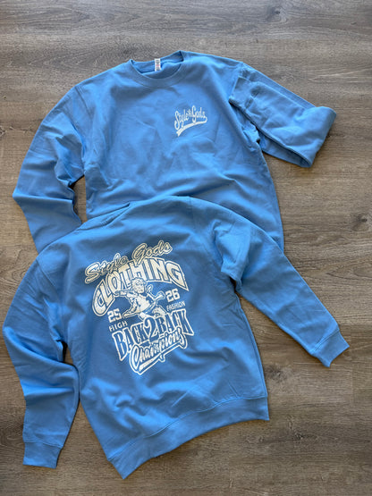 StyleGods Varsity Crewneck -Baby Blue \White