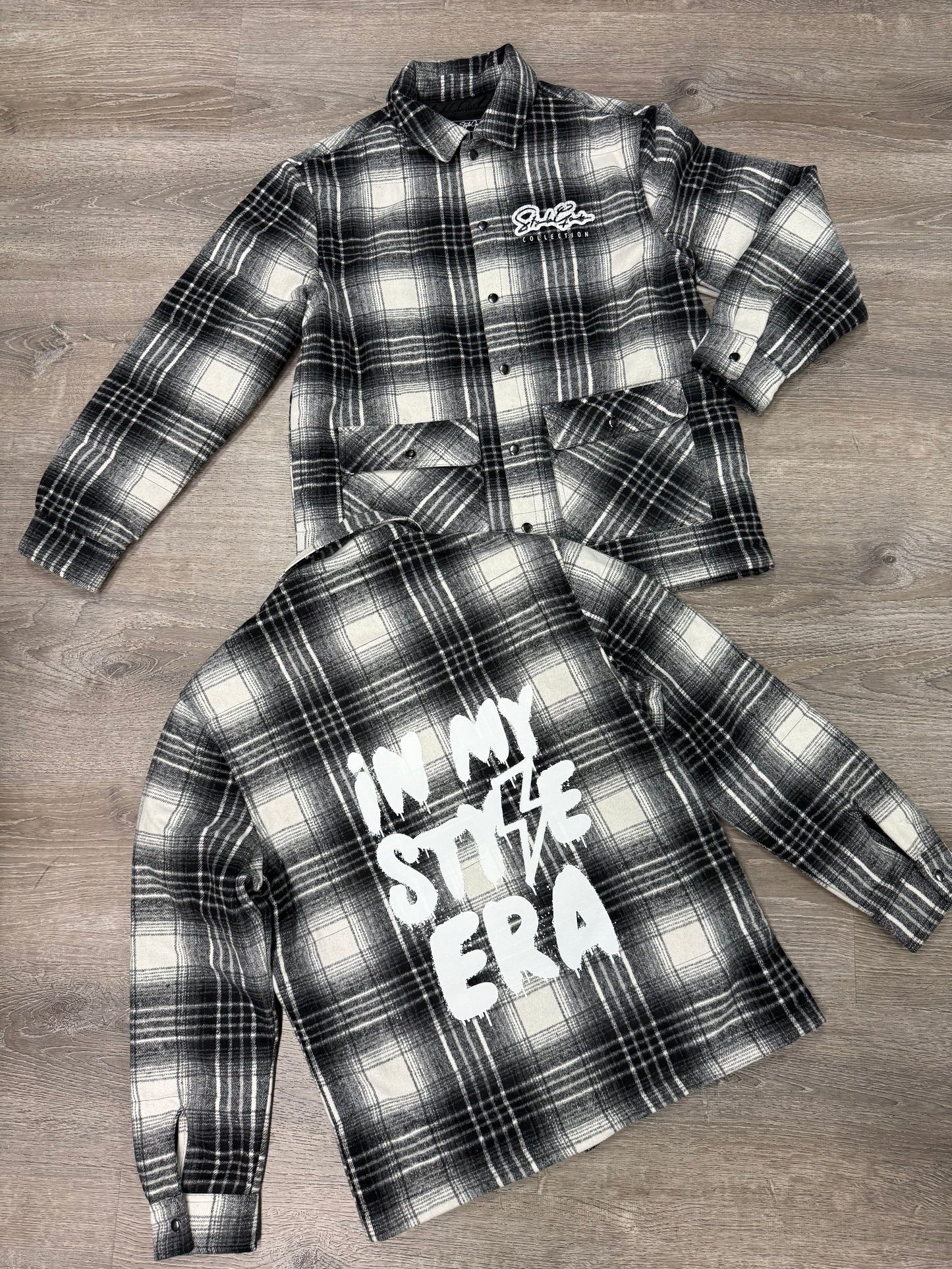 StyleGods Heavy Flannel Shirt - White/Black