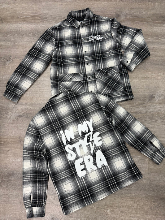StyleGods Heavy Flannel Shirt - White/Black