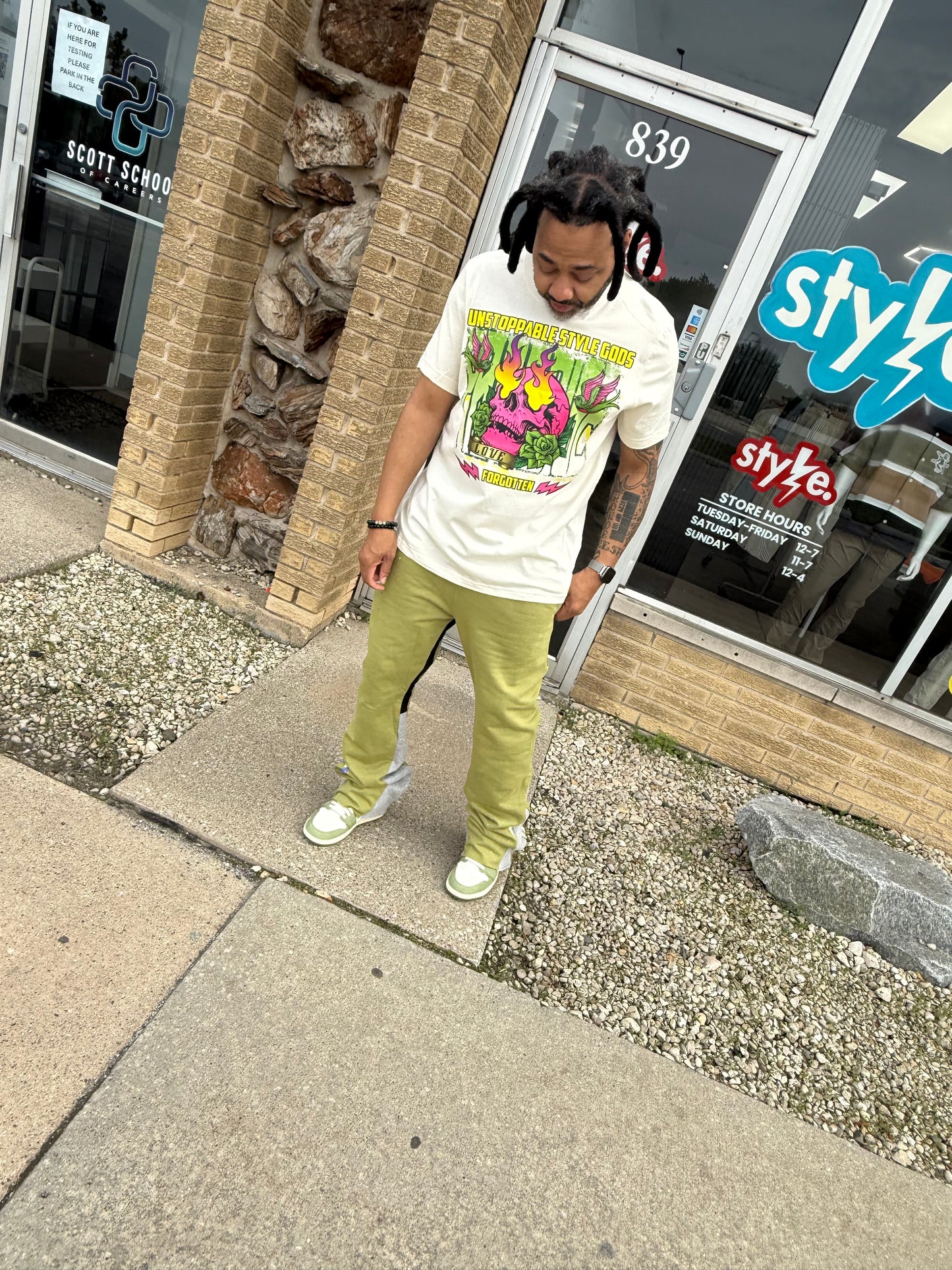 MNML Fleece Stack Joggers- Olive Clearance