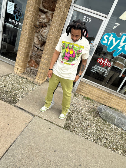 MNML Fleece Stack Joggers- Olive Clearance