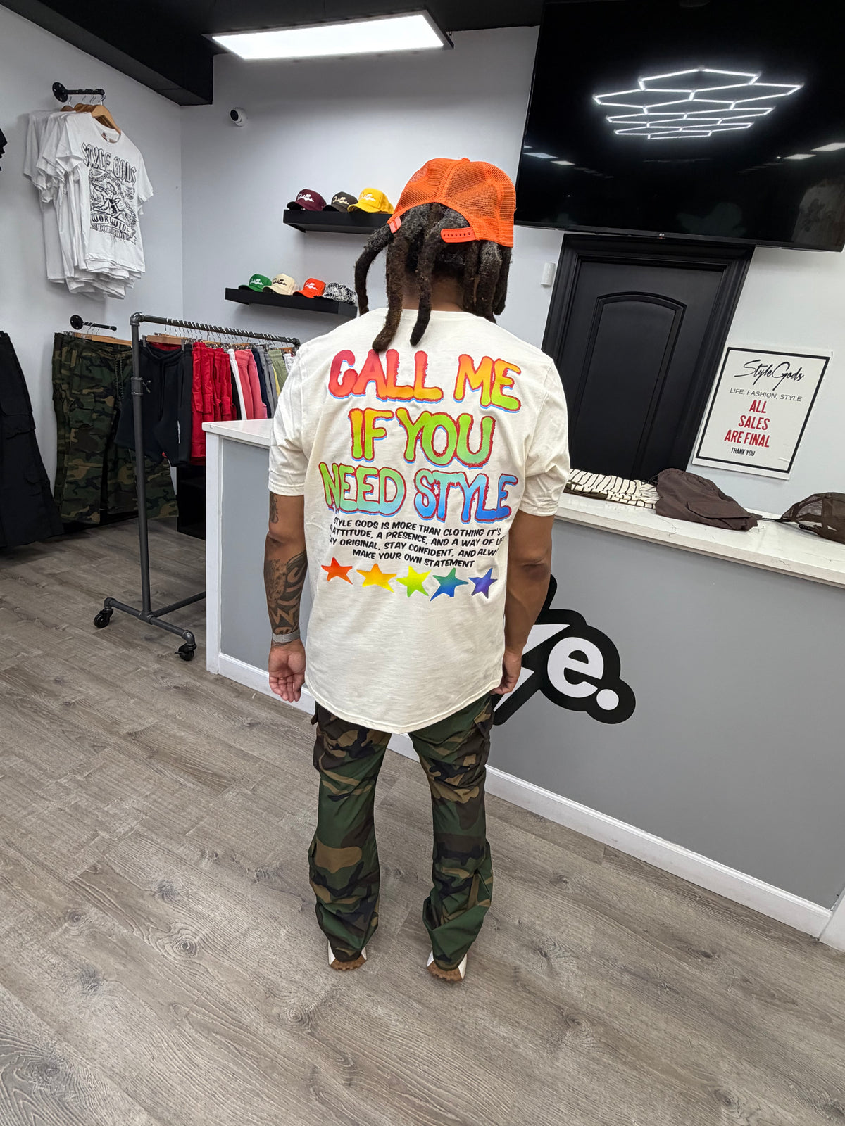 StyleGods Call Me T Shirt Cream\Multi