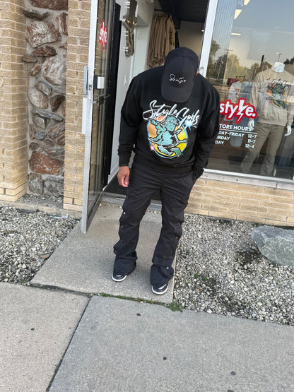 StyleGods Air Brush Style Crewneck SweatShirt - Black