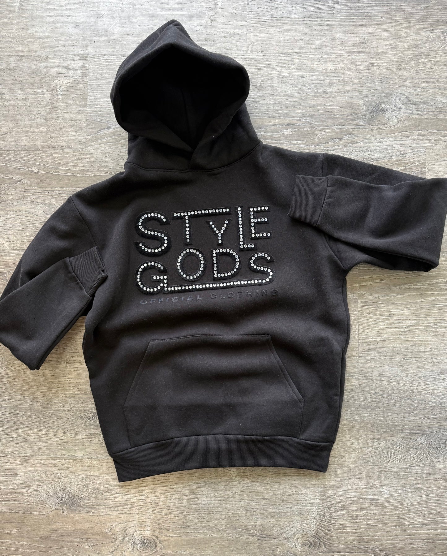 StyleGods RhineStone Oversized Hooded SweatShirt - Black