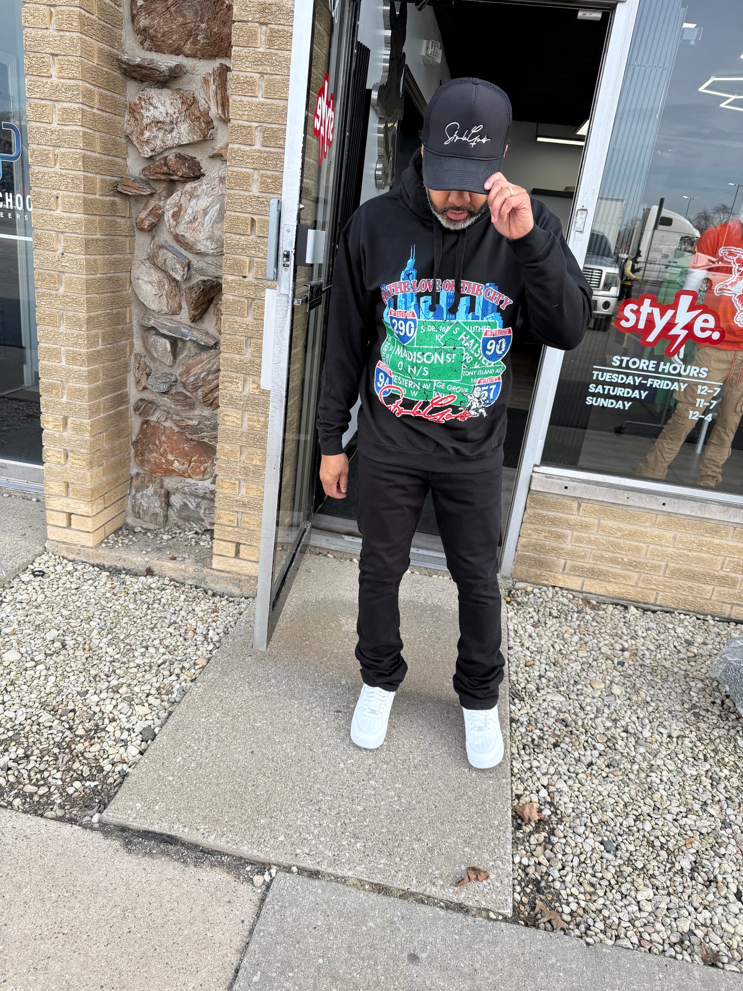 StyleGods City Hooded SweatShirt - Black Multi