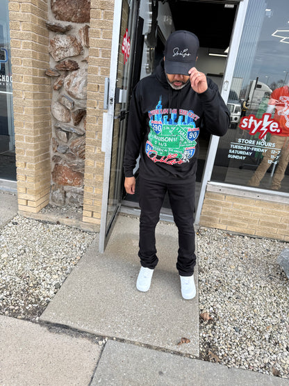 StyleGods City Hooded SweatShirt - Black Multi