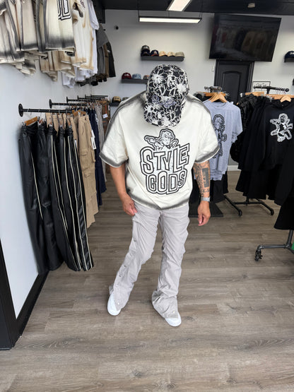 StyleGods Angel Oversized Crop T  - Off White\ Black