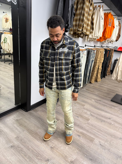 StyleGods Flannel Crop Shirt - Navy